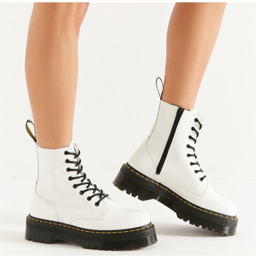 Dr. Martens Church Smooth White Leather High Top Boots